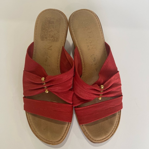 Italian shoemaker mules 7, orange, good condition. - Picture 1 of 4